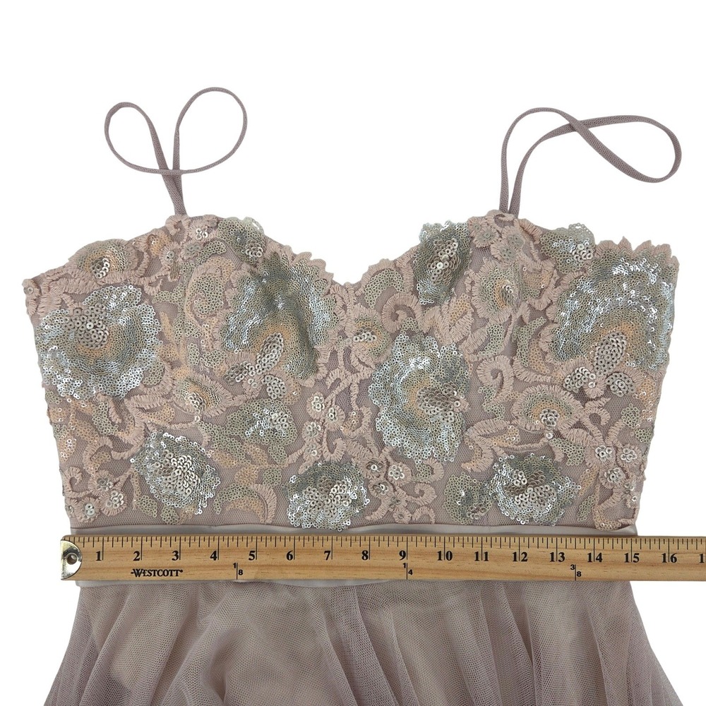 Watters & Watters Blair Gown 10 Rose Gold Sequin Lace Tulle Formal Dress Wedding - Picture 6 of 9